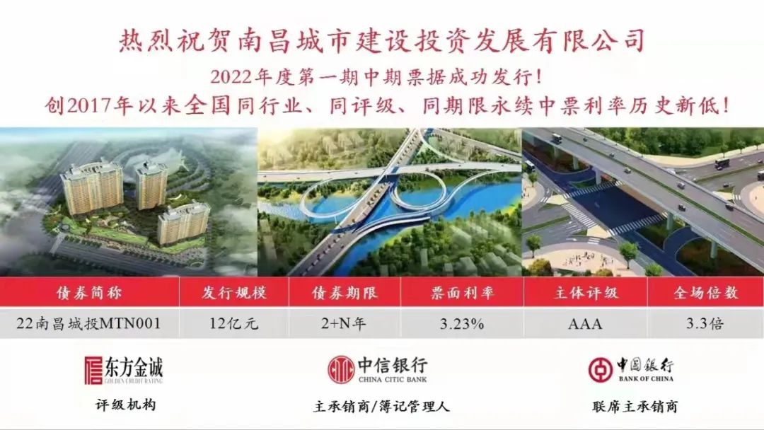 2022首戰(zhàn)告捷！南昌城投集團(tuán)成功發(fā)行12億元中期票據(jù)